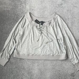 Ashley Stewart Crop Sweatshirt Womens 26/28 Grey Lightweight French Terry NEW